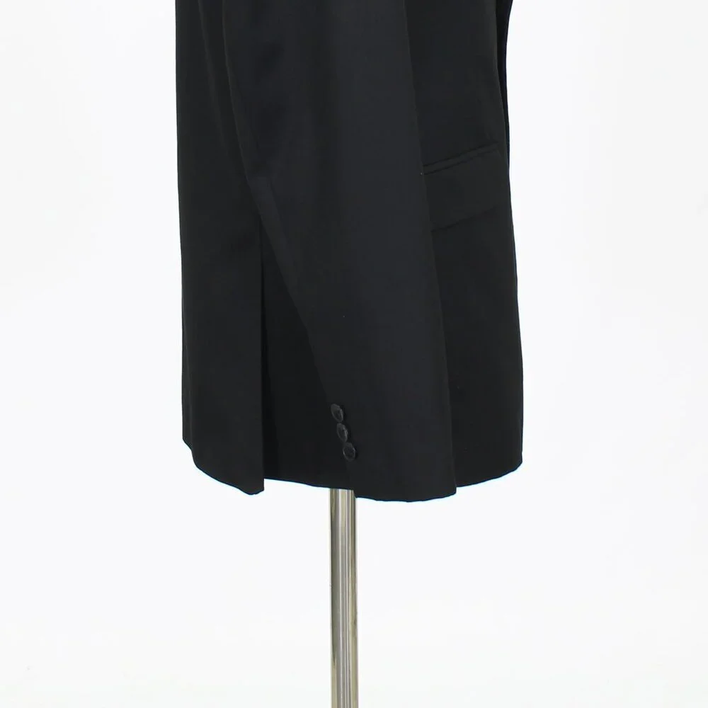 Calvin Klein 42R Black Solid 2-Button Sport Coat Blazer Jacket P450